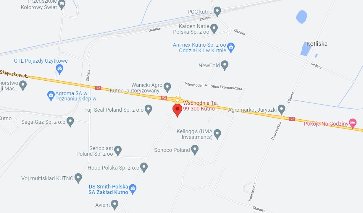 Mapa — ul. Wschodnia 1A, 99-300 Kutno